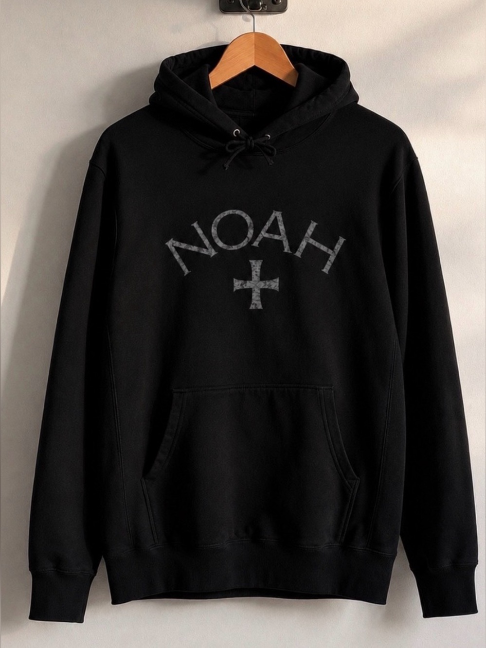 NOAH NYC Tonal Core Logo Cross Black Hoodie Made in Canada L